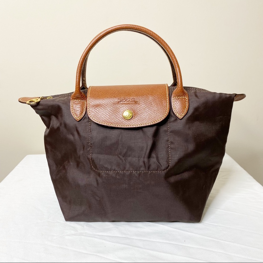 Longchamp | Brown Le Pliage Short Handle Bag Small